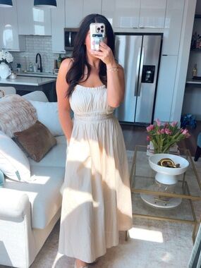 Flying Tomato Cream Smocked Waist Maxi Dress